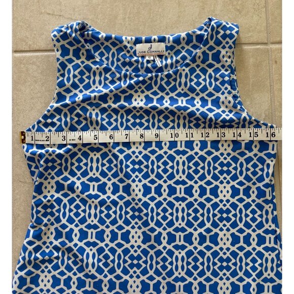 Jude Connally Womens Size Small Blue White Sleeveless Shift Dress Resort‎ Summer - Picture 8 of 9